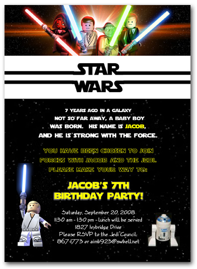 LEGO Star Wars Birthday Party Invitations